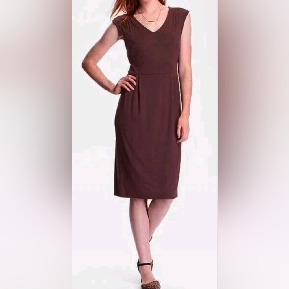 Old Navy Women's Petite Brown Sleeveless V-Neck Midi Dress